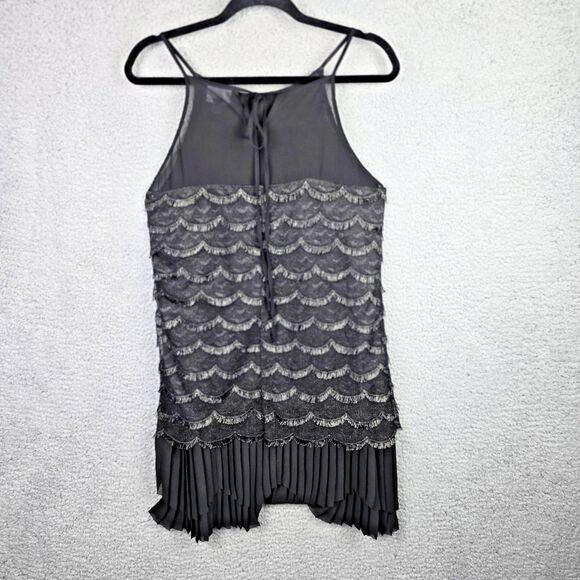Greylin Camisole Women M Black Metallic Silver Sheer Tiered Sexy 20s Flapper - Picture 6 of 16